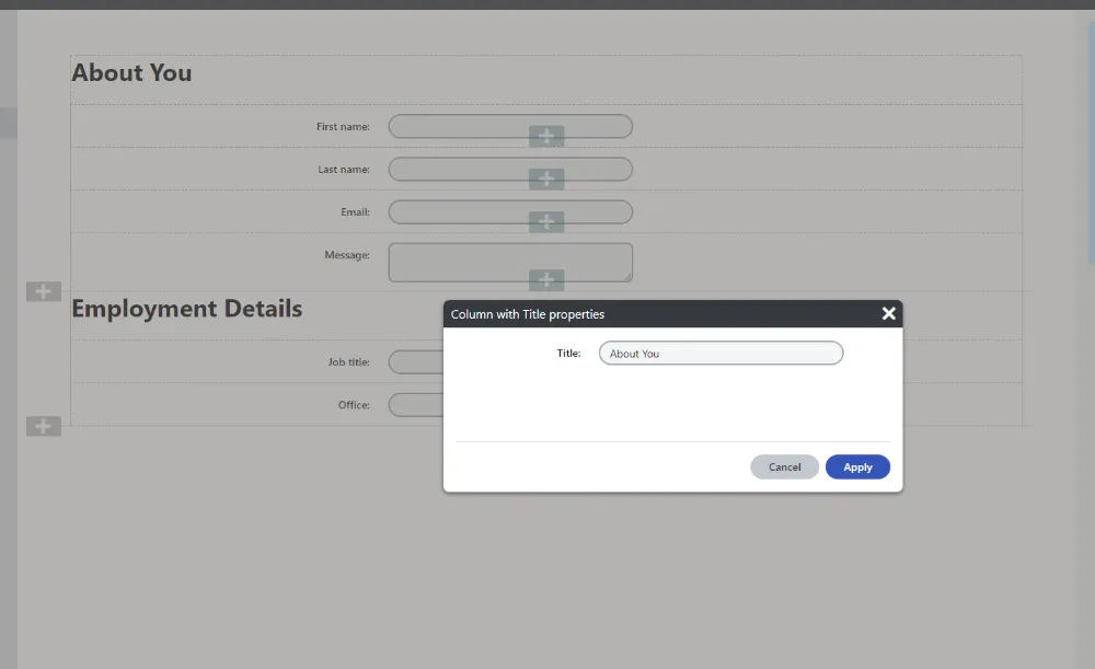 Example of form section with a title property